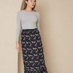 Black Horse Print Drawstring Skirt - Image 3