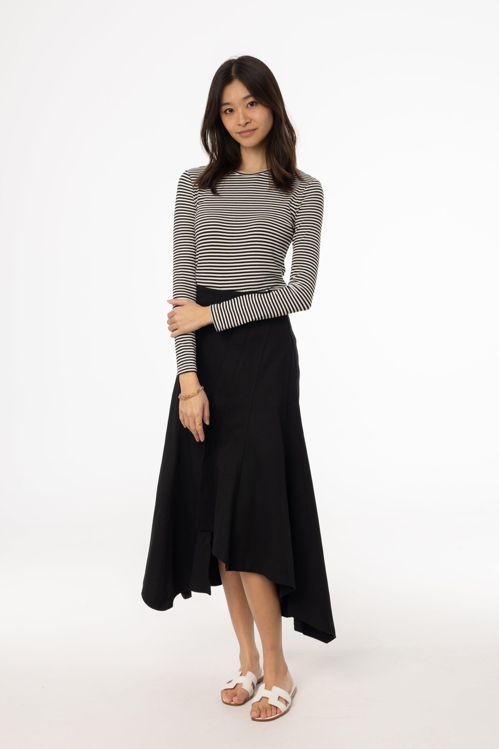 Black Asymmetrical Maxi Skirt - Image 1