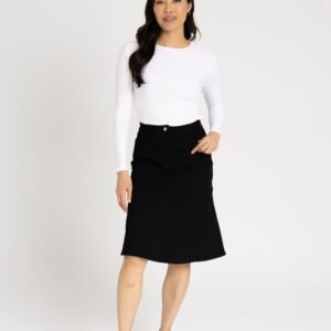 Black Denim Flare Skirt - Image 4
