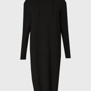 Black Drawstring Hoodie Dress - Image 5