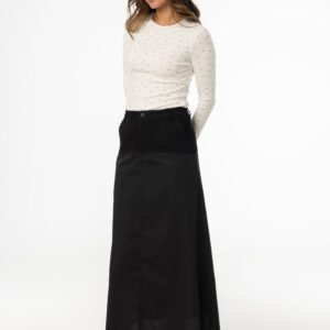 Black Fabric Combo A-Line Skirt - Image 2