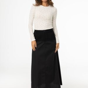 Black Fabric Combo A-Line Skirt - Image 4