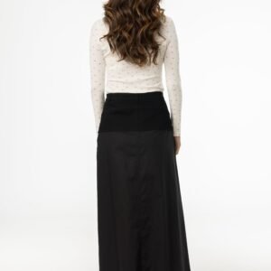 Black Fabric Combo A-Line Skirt - Image 3