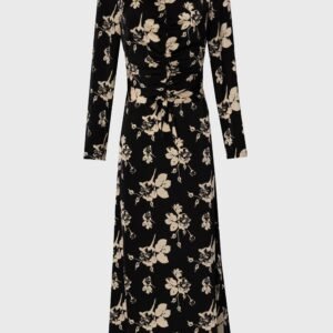 Black Floral Ruched Maxi Dress - Image 5