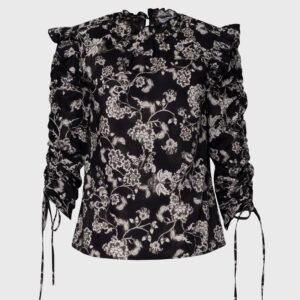 Black Floral Ruffle Blouse - Image 5