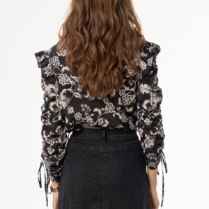 Black Floral Ruffle Blouse - Image 3