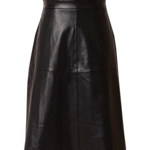 Black Gathered Leather Skirt - Image 5