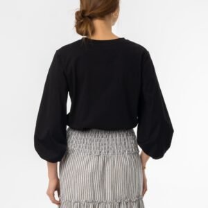 Black Gathered Sleeve T-Shirt - Image 3