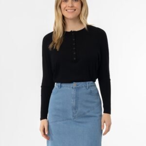 Black Henley Dolman T-Shirt - Image 4