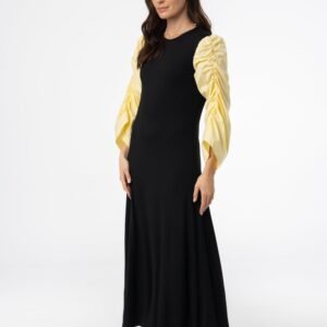 Black and Yellow Colorblock Maxi Dress - Image 2