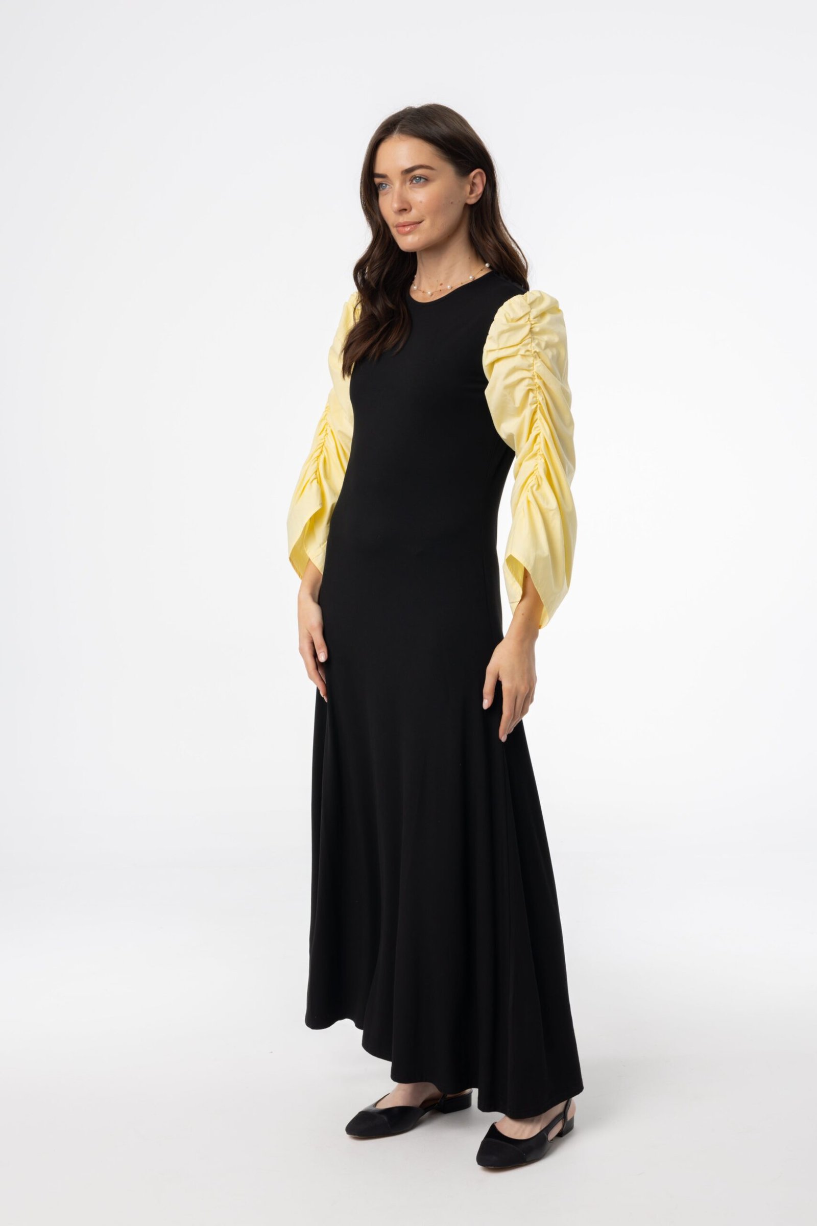 Black and Yellow Colorblock Maxi Dress - Image 2