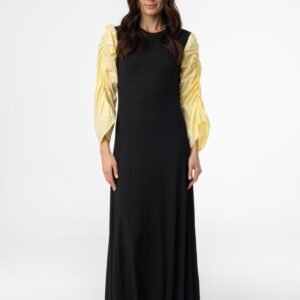 Black and Yellow Colorblock Maxi Dress - Image 4