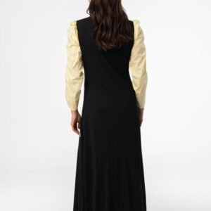 Black and Yellow Colorblock Maxi Dress - Image 3