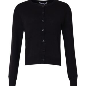 Black Fine Knit Round Neck Cardi - Image 5