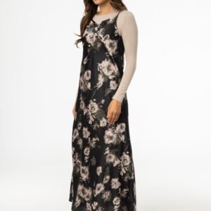 Black Floral Printed Slip Dress - Image 2